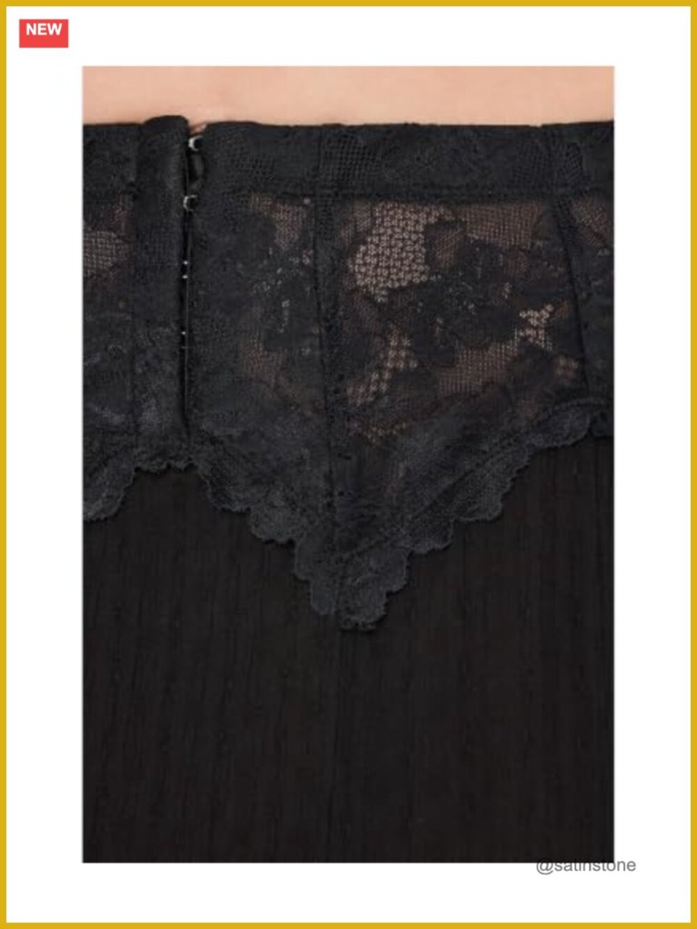 Flowy A-line Half Slip with Zigzag Lace, Sheer Mesh, Nylon - Picture 4 of 4